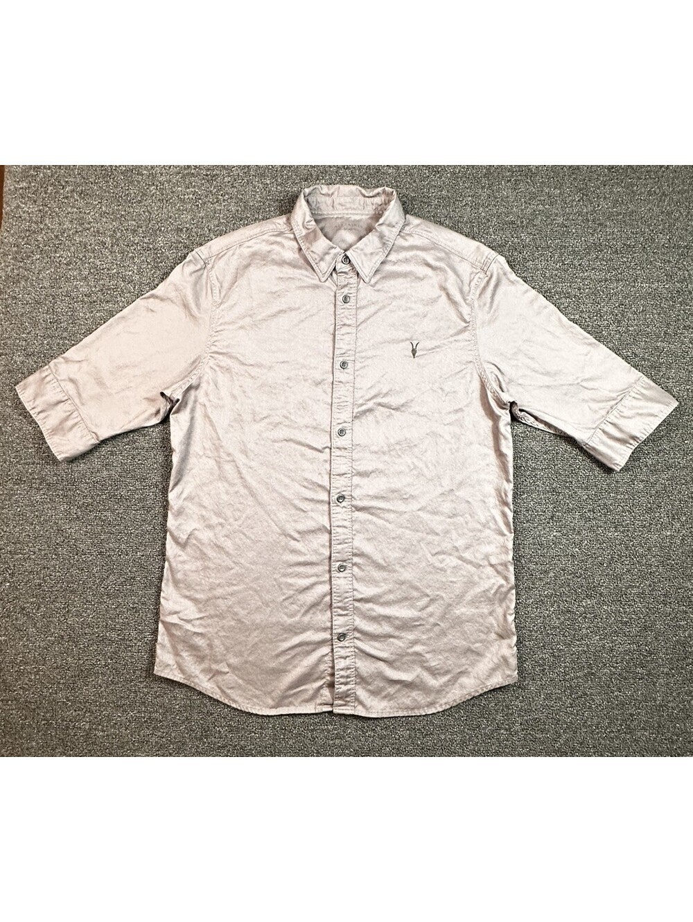 Allsaints Shirt Men's Sz M Gray 3/4 Sleeve Logo Classic